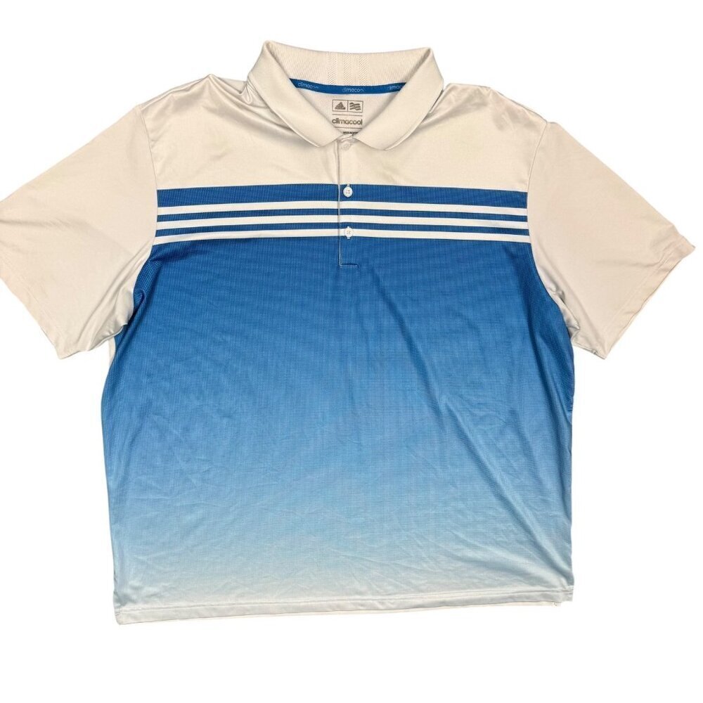 Adidas Climacool Golf Polo Shirt Blue Stretch Short Sleeve XXL